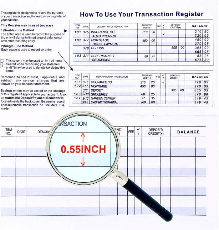 Larger Lines Checkbook Register